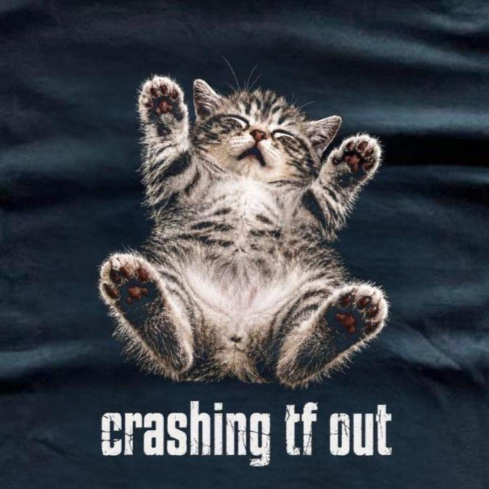 Crashing tf out black t shirt Gildan medium size thick 100% preshrunk cotton