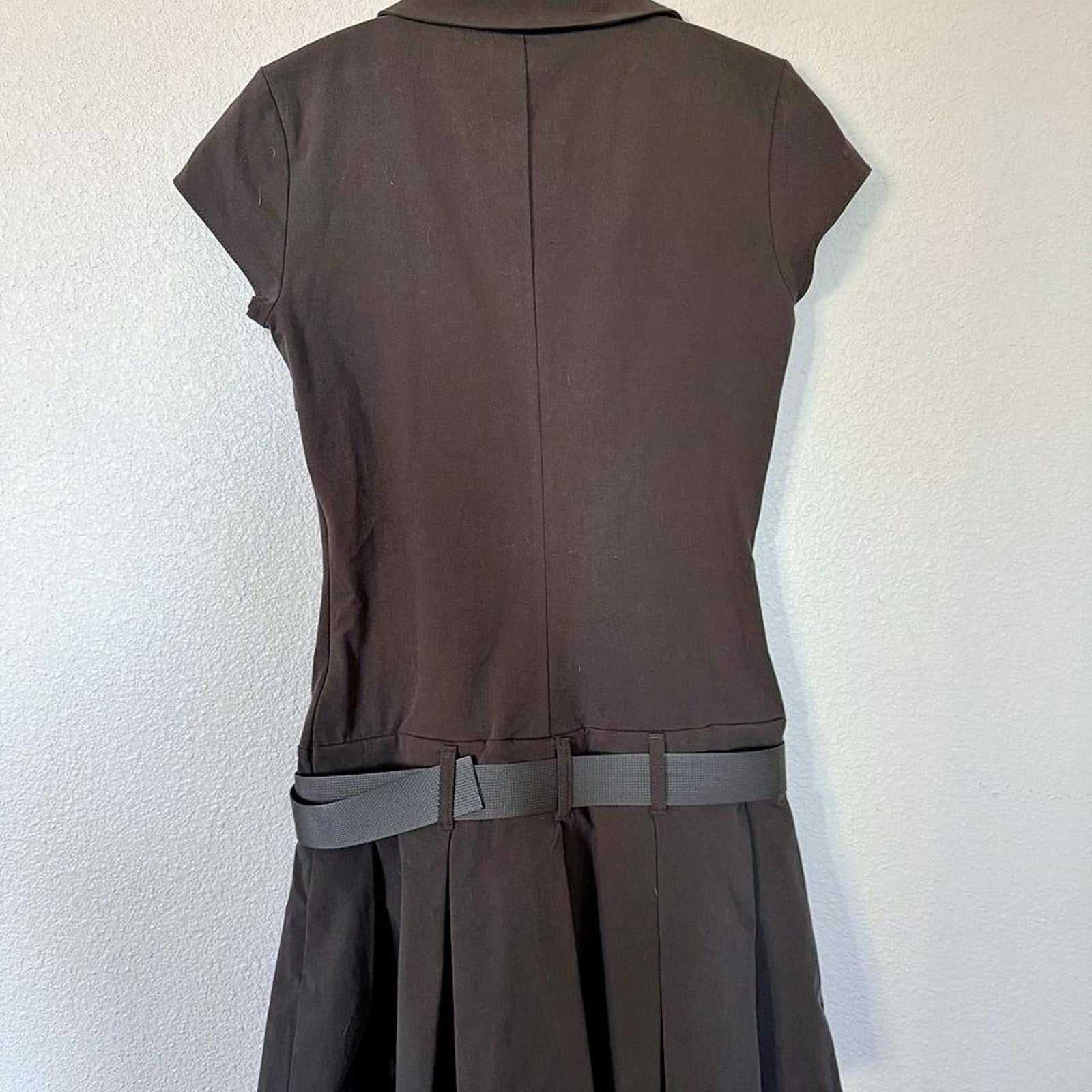 NWT Zara Mini Dress gray with hunter green layered skirt and belt in Small