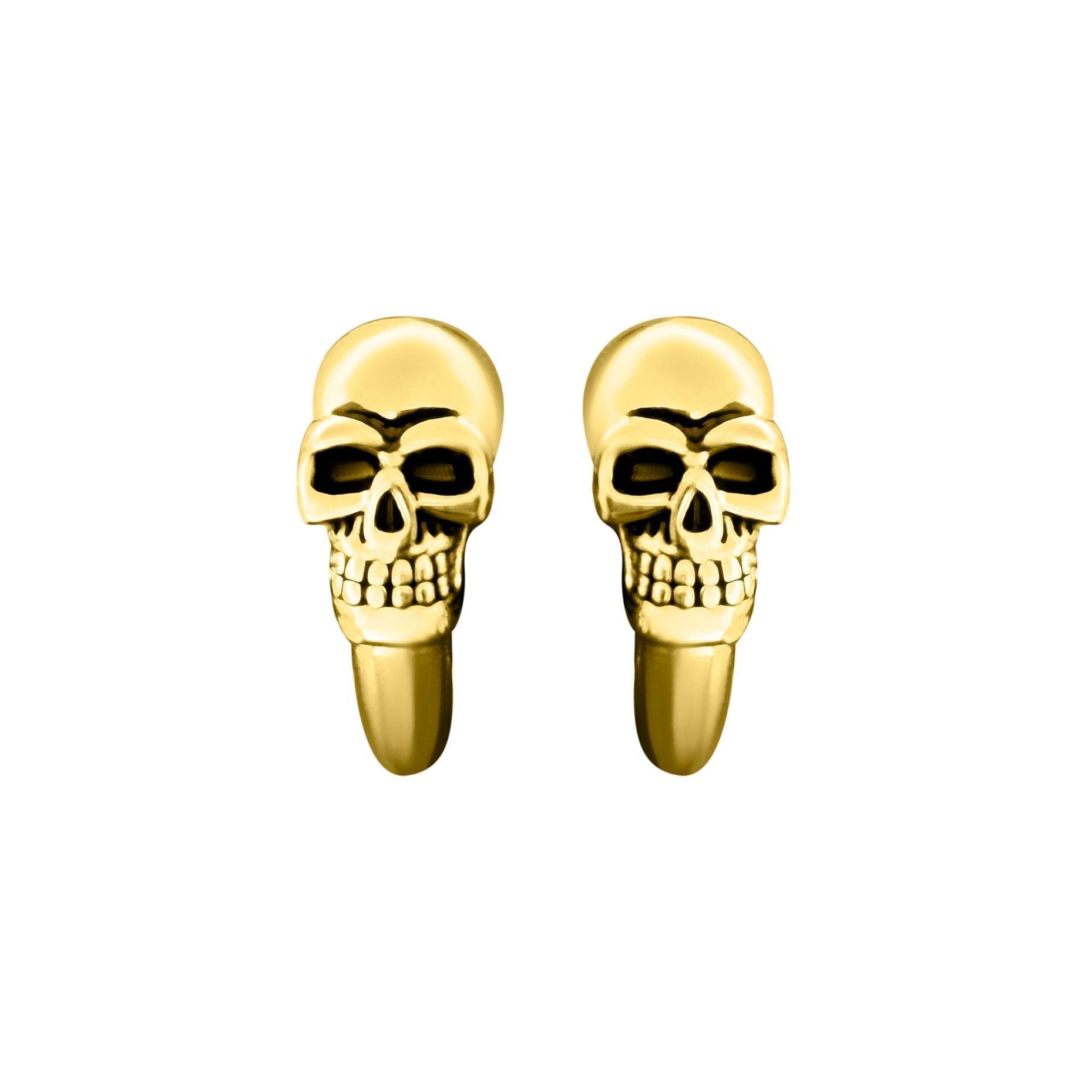 Unisex skull earrings with hoop in stainless steel, bold goth design.