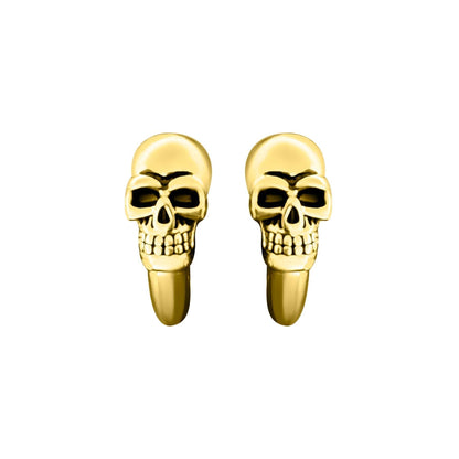 Unisex skull earrings with hoop in stainless steel, bold goth design.