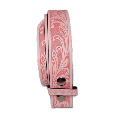 Pink Western Belt with two-tone vegan leather and snap-on buckle, ideal for boho and gothic styles