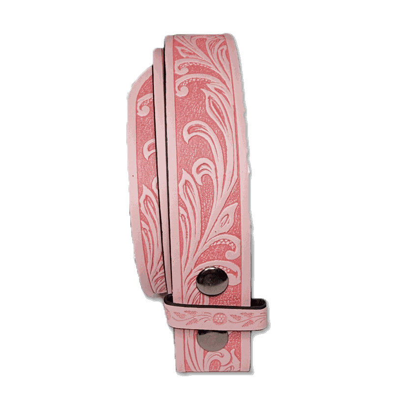 Pink Western Belt with two-tone vegan leather and snap-on buckle, ideal for boho and gothic styles