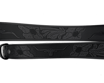 Shadowbloom Black Flower Longhorn Belt