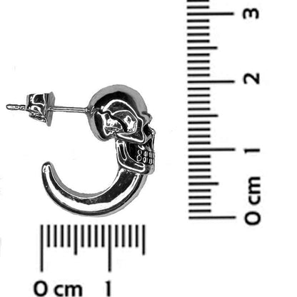 Unisex skull earrings with hoop design in stainless steel.